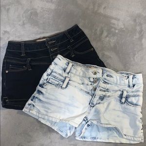 Dark & light blue jean shorts